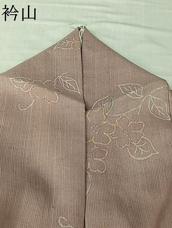 平和屋着物▽上質な紬　単衣　草花文　正絹　逸品　AABL0544jh