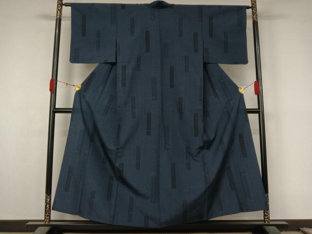 平和屋着物▽本塩沢　単衣　110亀甲　短冊文　正絹　逸品　未使用　AABL0546jh