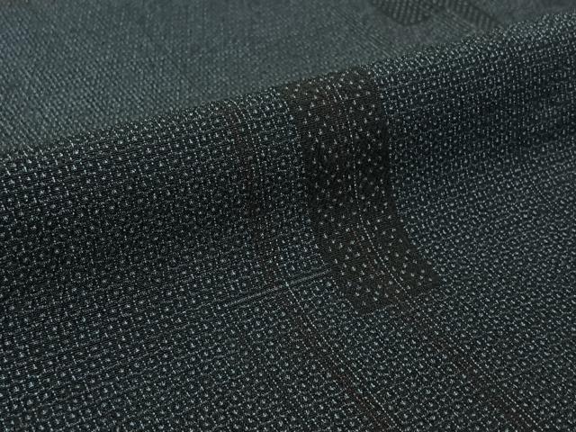 平和屋着物▽本塩沢　単衣　110亀甲　短冊文　正絹　逸品　未使用　AABL0546jh