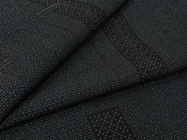 平和屋着物▽本塩沢　単衣　110亀甲　短冊文　正絹　逸品　未使用　AABL0546jh