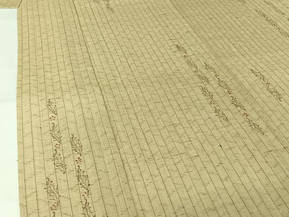 平和屋着物▽上質な小紋　単衣　生紬地　手描き　草花文　正絹　逸品　AABL0550jh