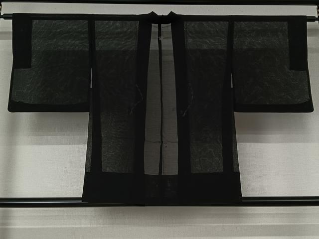 平和屋着物▽羽織　スリーシーズン　春夏秋　塵除け　黒地　正絹　逸品　AABL0555jh