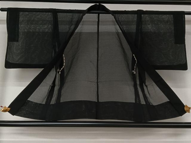 平和屋着物▽羽織　スリーシーズン　春夏秋　塵除け　黒地　正絹　逸品　AABL0555jh
