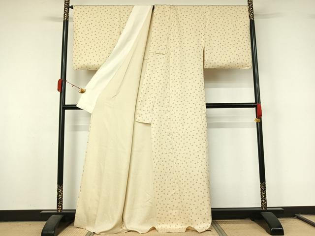 平和屋着物▽上質な小紋　単衣　幾何学文様　正絹　逸品　AABL0556jh