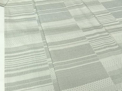 平和屋着物▽男性　本塩沢　単衣　横段文　正絹　逸品　AABL0557jh