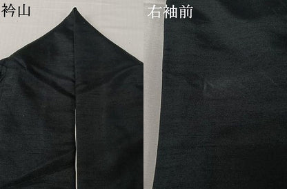 平和屋着物▽訪問着　単衣　紬地　絞り　青海波　黒地　正絹　逸品　AABL0559jh