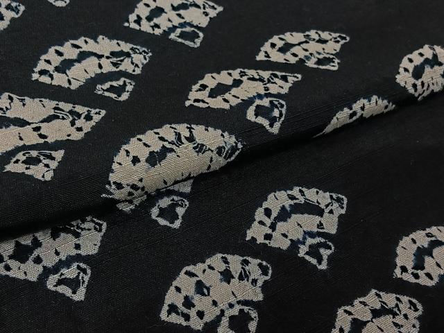 平和屋着物▽訪問着　単衣　紬地　絞り　青海波　黒地　正絹　逸品　AABL0559jh