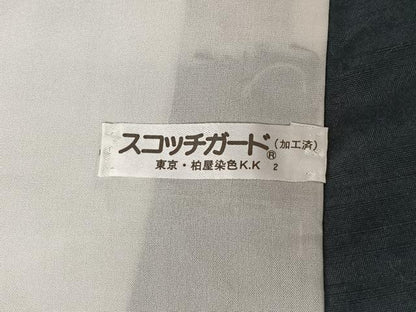 平和屋着物▽訪問着　単衣　紬地　絞り　青海波　黒地　正絹　逸品　AABL0559jh