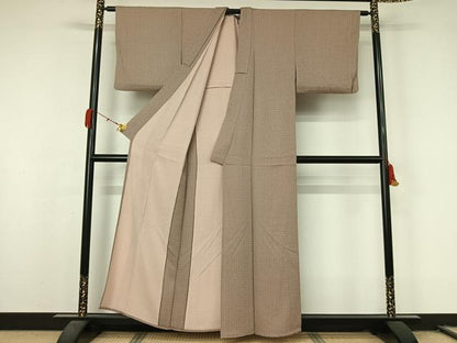 平和屋着物▽上質な小紋　単衣　花菱文　正絹　逸品　AABL0561jh