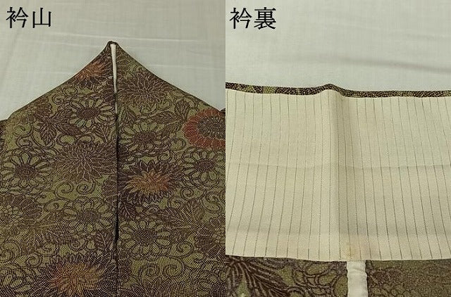 平和屋着物▽上質な小紋　単衣　花唐草文　鮫小紋柄　正絹　逸品　AABL0563jh