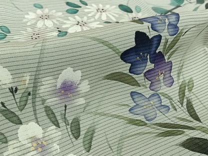平和屋着物▽訪問着　無双　紗袷　紗×絽　手描き　草花文　正絹　逸品　AABL0566jh