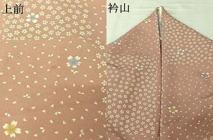 平和屋着物▽小紋　単衣　舞桜文　洗える着物　AABL0567jh