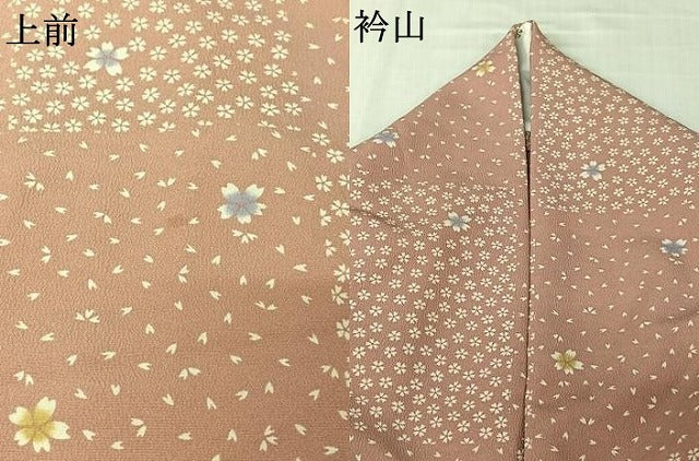 平和屋着物▽小紋　単衣　舞桜文　洗える着物　AABL0567jh