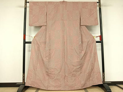 平和屋着物▽小紋　単衣　舞桜文　洗える着物　AABL0567jh