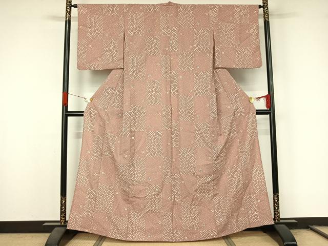 平和屋着物▽小紋　単衣　舞桜文　洗える着物　AABL0567jh