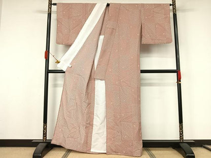 平和屋着物▽小紋　単衣　舞桜文　洗える着物　AABL0567jh