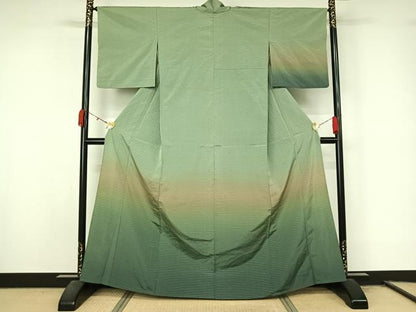 平和屋着物▽訪問着　お召　単衣　霞文　暈し染め　正絹　逸品　AABL0572jh