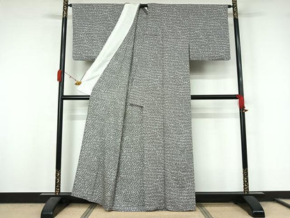 平和屋着物▽創業140年　小糸染芸の四代目　小糸敏夫　小紋　単衣　幾何学文様　正絹　逸品　AABL0575jh