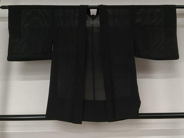 平和屋着物▽黒紋付　羽織　スリーシーズン　春夏秋　塵除け　正絹　逸品　AABL0576jh