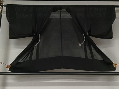 平和屋着物▽黒紋付　羽織　スリーシーズン　春夏秋　塵除け　正絹　逸品　AABL0576jh