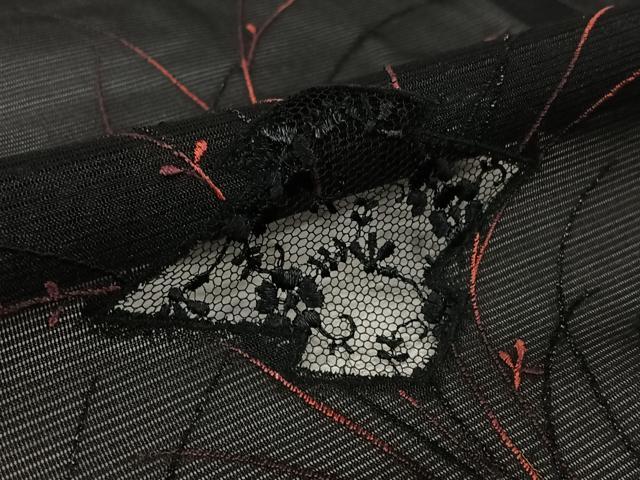 平和屋着物▽羽織　スリーシーズン　春夏秋　塵除け　松皮菱花文　黒地　銀糸　洗える着物　未使用　AABL0578jh