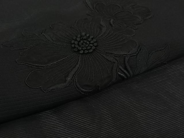 平和屋着物▽羽織　スリーシーズン　春夏秋　塵除け　草花文　黒地　正絹　逸品　AABL0579jh