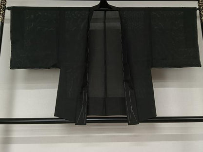 平和屋着物▽男性　黒紋付　羽織　正絹　逸品　未使用　AABL0581jh