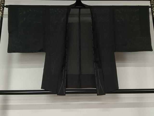 平和屋着物▽男性　黒紋付　羽織　正絹　逸品　未使用　AABL0581jh
