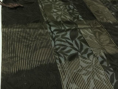 平和屋着物▽道中着　スリーシーズン　春夏秋　塵除け　草葉文　ロング丈　正絹　逸品　AABL0584jh