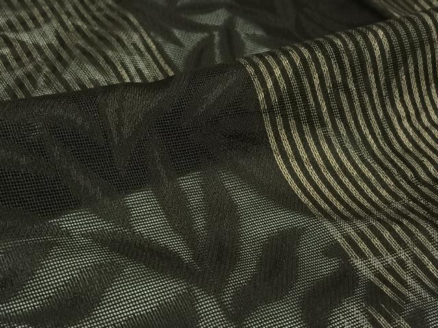 平和屋着物▽道中着　スリーシーズン　春夏秋　塵除け　草葉文　ロング丈　正絹　逸品　AABL0584jh