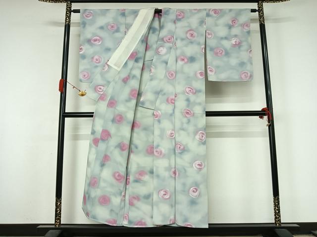 平和屋着物▽上質な小紋　単衣　丸文　ろうけつ染め　暈し染め　正絹　逸品　未使用　AABL0586jh