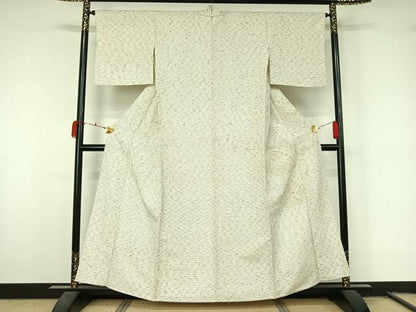 平和屋着物▽髭紬　単衣　横段文　正絹　逸品　AABL0587jh