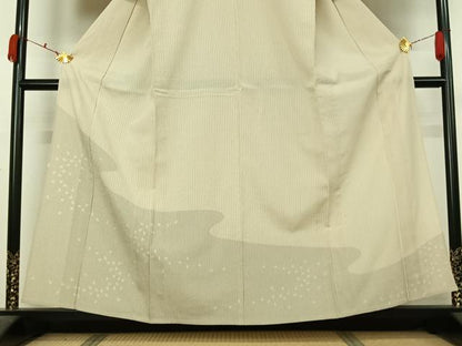 平和屋着物▽訪問着　本塩沢　単衣　舞花文　正絹　逸品　AABL0588jh
