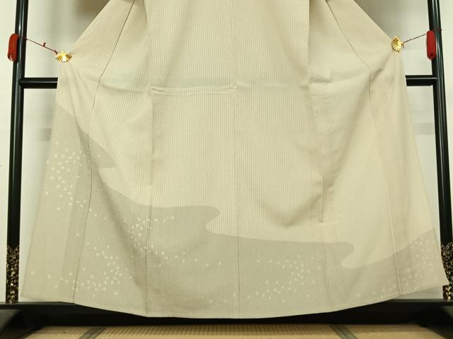 平和屋着物▽訪問着　本塩沢　単衣　舞花文　正絹　逸品　AABL0588jh