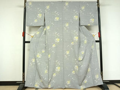 平和屋着物▽上質な小紋　単衣　薬玉文　正絹　逸品　AABL0591jh