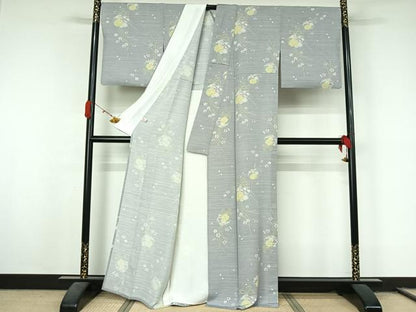平和屋着物▽上質な小紋　単衣　薬玉文　正絹　逸品　AABL0591jh