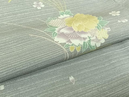 平和屋着物▽上質な小紋　単衣　薬玉文　正絹　逸品　AABL0591jh