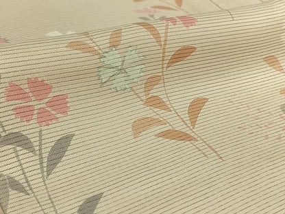 平和屋着物▽訪問着　無双　紗袷　紗×絽　草花文　銀彩　正絹　逸品　AABL0596jh