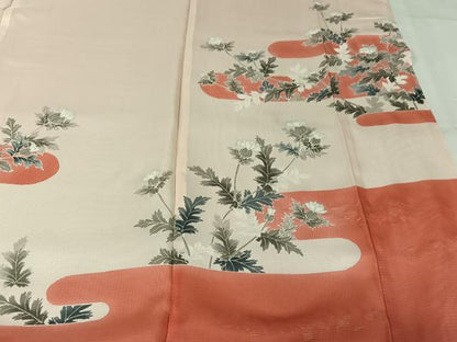 平和屋着物▽訪問着　無双　紗袷　紗×絽　草花文　銀彩　ロング丈　正絹　逸品　AABL0598jh