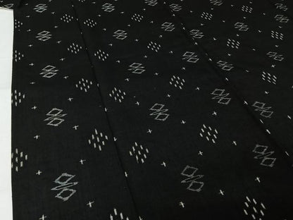 平和屋着物▽上質な紬　単衣　幾何学文様　黒地　正絹　逸品　AABL0599jh