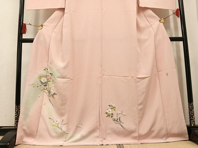 平和屋着物●訪問着　友禅　作家物　枝花文　暈し染め　正絹　逸品　AABL0603ph