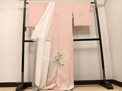 平和屋着物●訪問着　友禅　作家物　枝花文　暈し染め　正絹　逸品　AABL0603ph