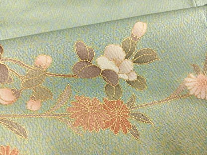 平和屋着物●訪問着　駒刺繍　枝花文　暈し染め　金彩　正絹　逸品　AABL0606ph