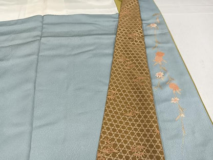 平和屋着物●訪問着　駒刺繍　枝花文　暈し染め　金彩　正絹　逸品　AABL0606ph