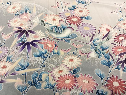 平和屋着物●色留訪問着　作家物　花鳥文　暈し染め　正絹　逸品　AABL0607ph
