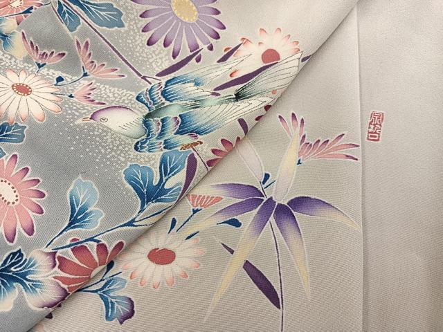 平和屋着物●色留訪問着　作家物　花鳥文　暈し染め　正絹　逸品　AABL0607ph