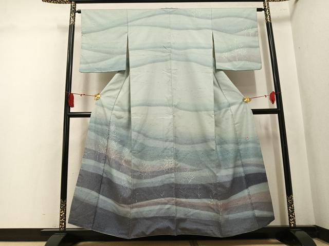 平和屋着物●石川県指定無形文化財　牛首紬　白山工房　手織り　訪問着　ろうけつ染　草木文　暈し染め　正絹　逸品　AABL0610ph