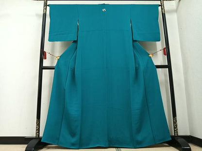 平和屋着物●ファッションデザイナー 花井幸子　色無地　納戸色　正絹　逸品　AABL0611ph