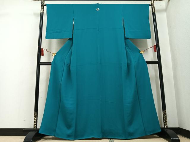 平和屋着物●ファッションデザイナー 花井幸子　色無地　納戸色　正絹　逸品　AABL0611ph