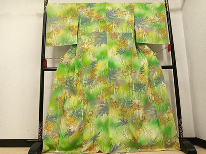 平和屋着物●上質な小紋　草花文　暈し染め　正絹　逸品　未使用　AABL0613ph